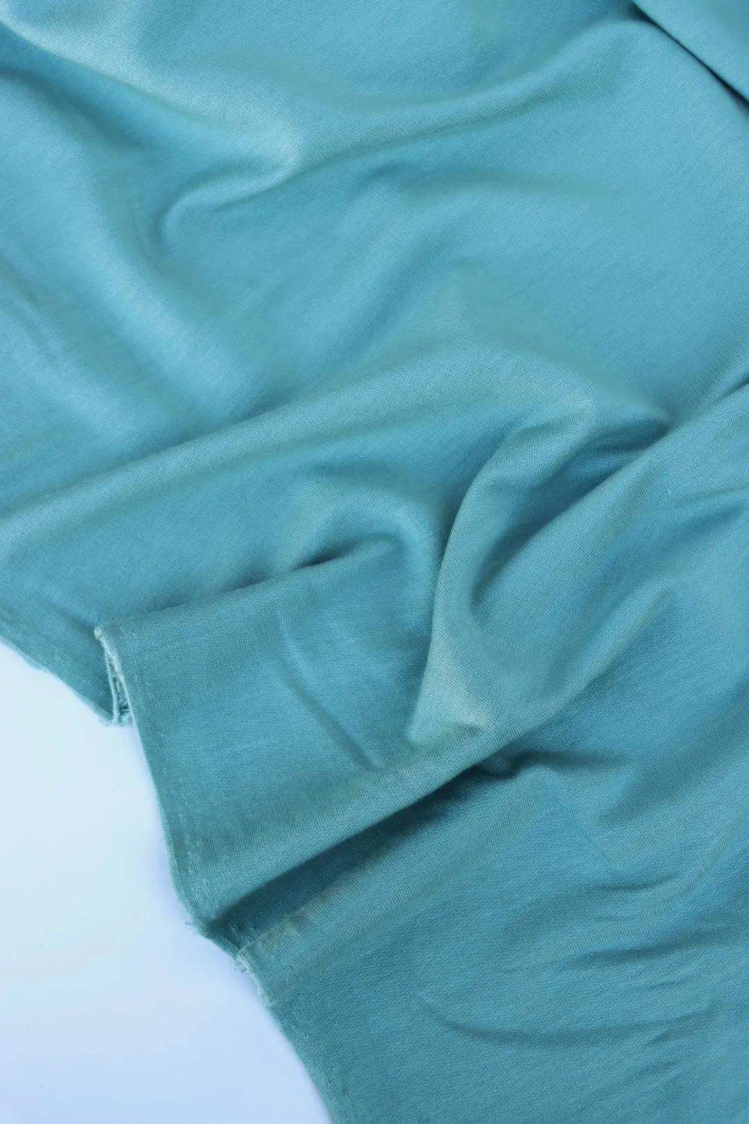 1YD PRECUT; Misty Teal K-Deer Tencel Spandex French Terry