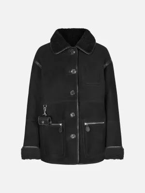 Ada Jacket in Black Shearling