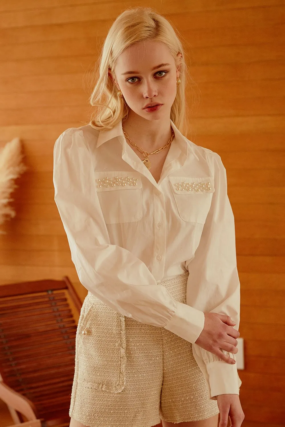 Aria Pearl Embellished Shirt