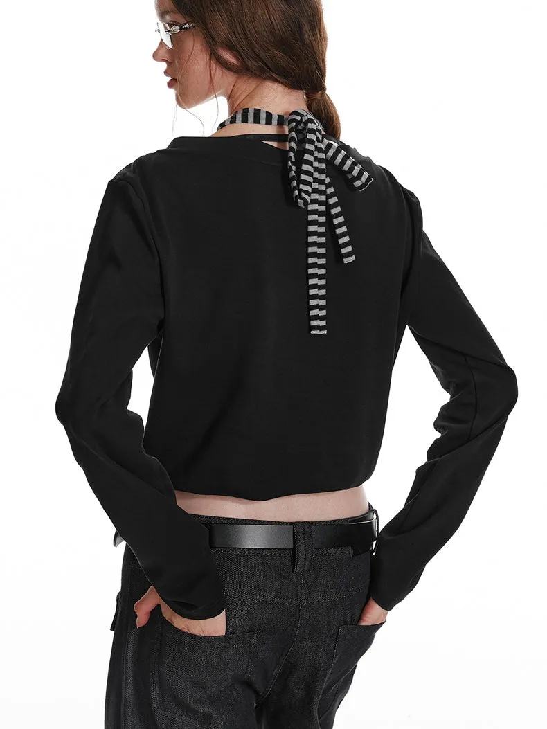 Asymmetric V-Neck Long Sleeve Top