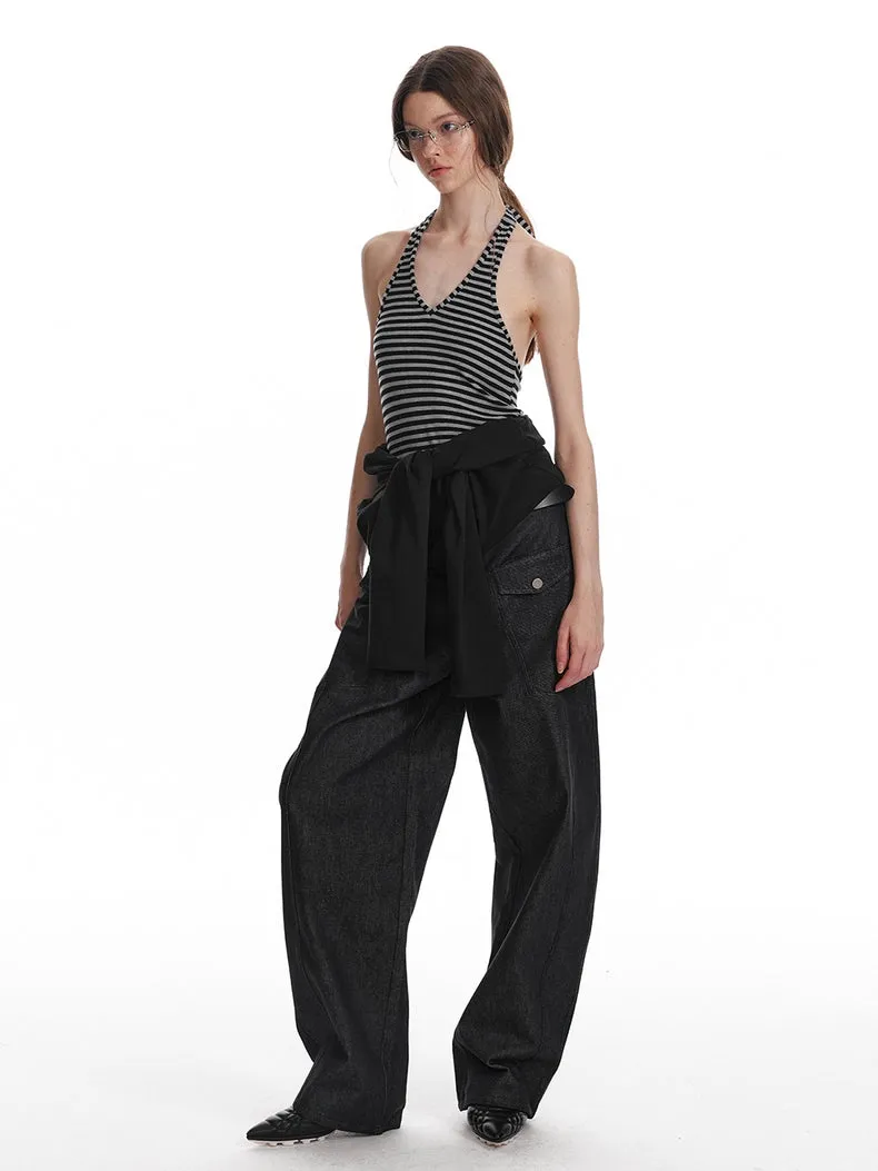 Asymmetric V-Neck Long Sleeve Top