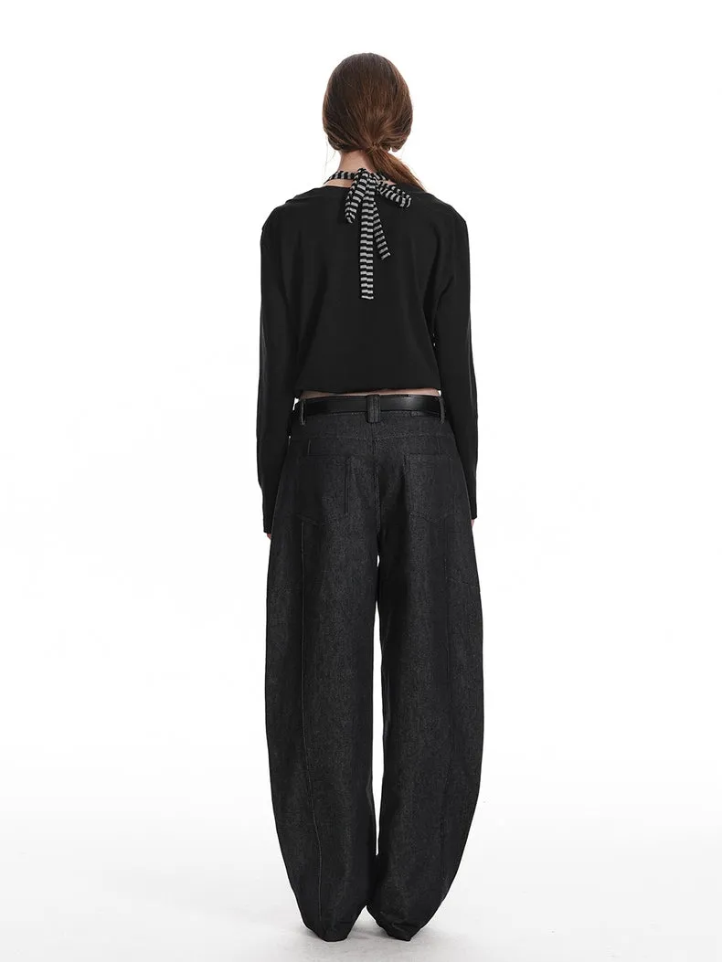 Asymmetric V-Neck Long Sleeve Top