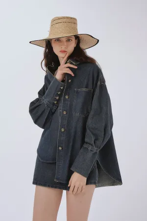 Avery Denim Shirt and Skorts Set