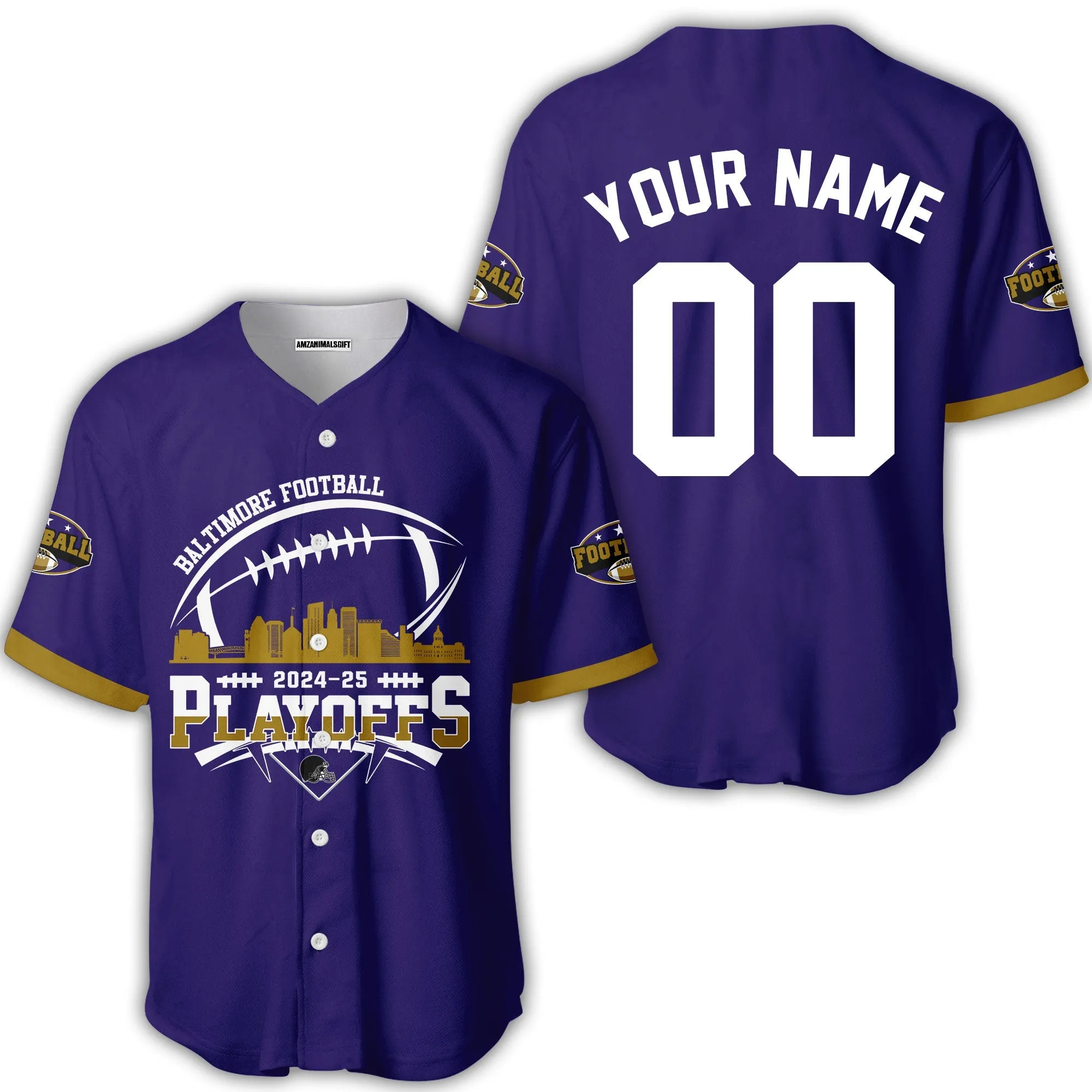 Baltimore American Football 2024-25 Playoffs Skyline Custom Shirts & Tops, Baltimore Football Game Day Playoffs Division Custom Shirts