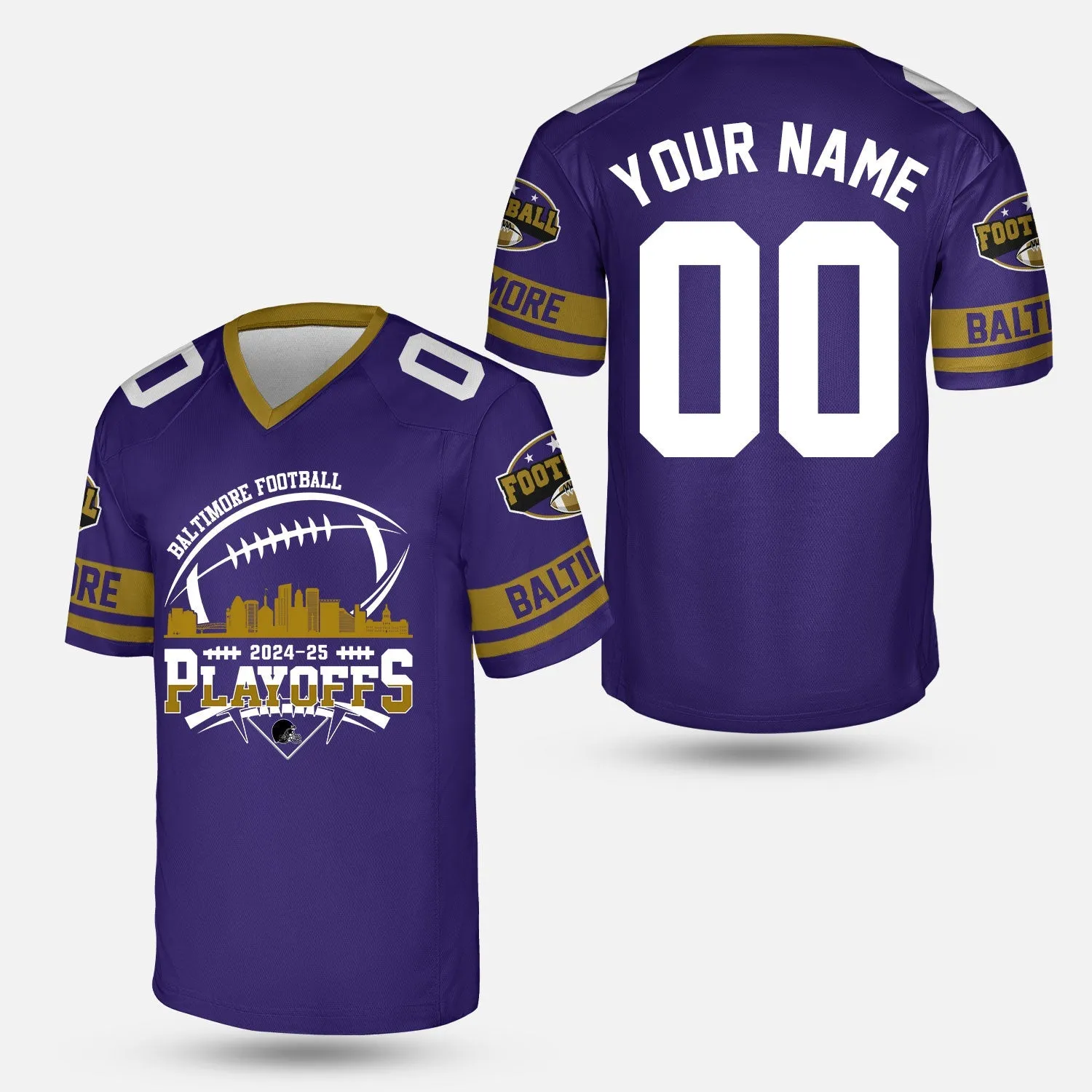 Baltimore American Football 2024-25 Playoffs Skyline Custom Shirts & Tops, Baltimore Football Game Day Playoffs Division Custom Shirts