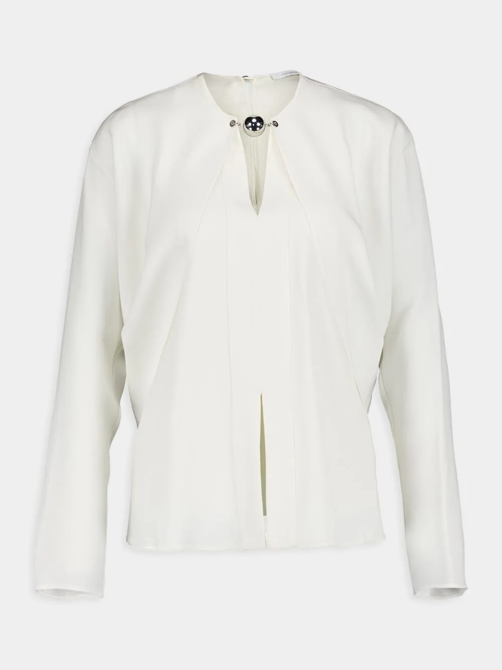 Bead-Embellished White Blouse