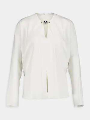 Bead-Embellished White Blouse