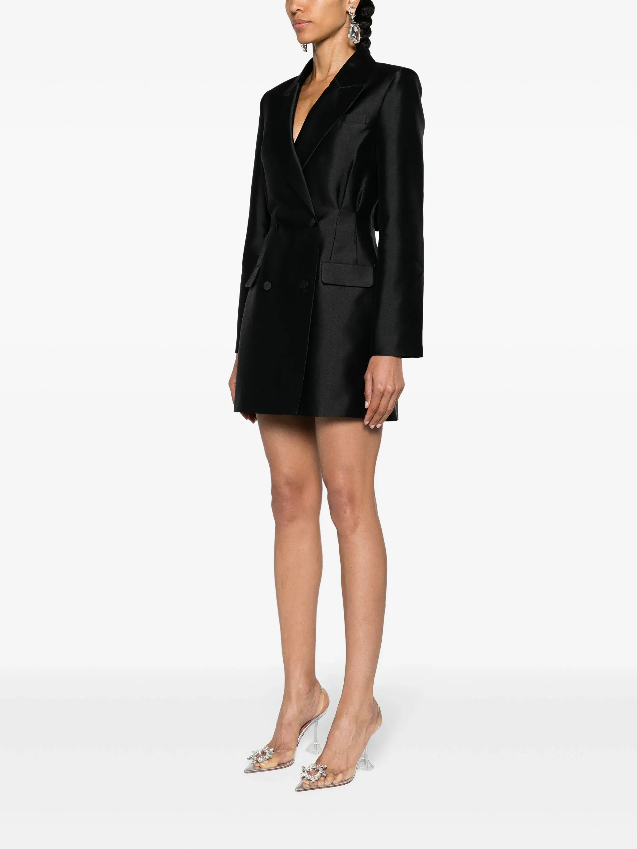 Black Taffeta Tailored Mini Dress