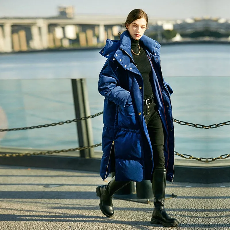 Blue Velvet Down Coat