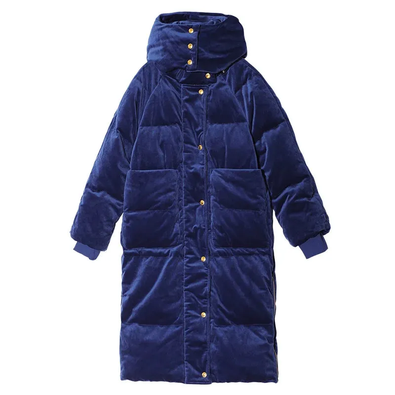 Blue Velvet Down Coat