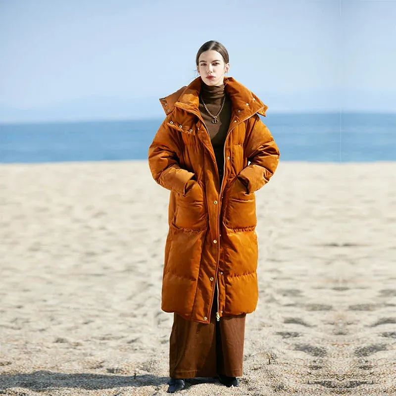 Blue Velvet Down Coat