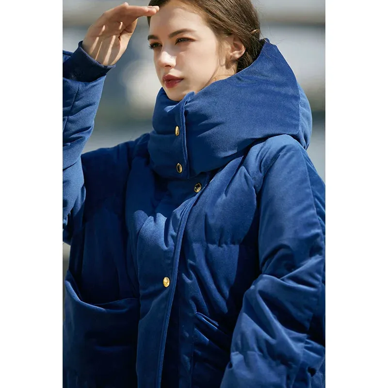 Blue Velvet Down Coat