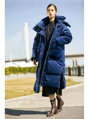 Blue Velvet Down Coat