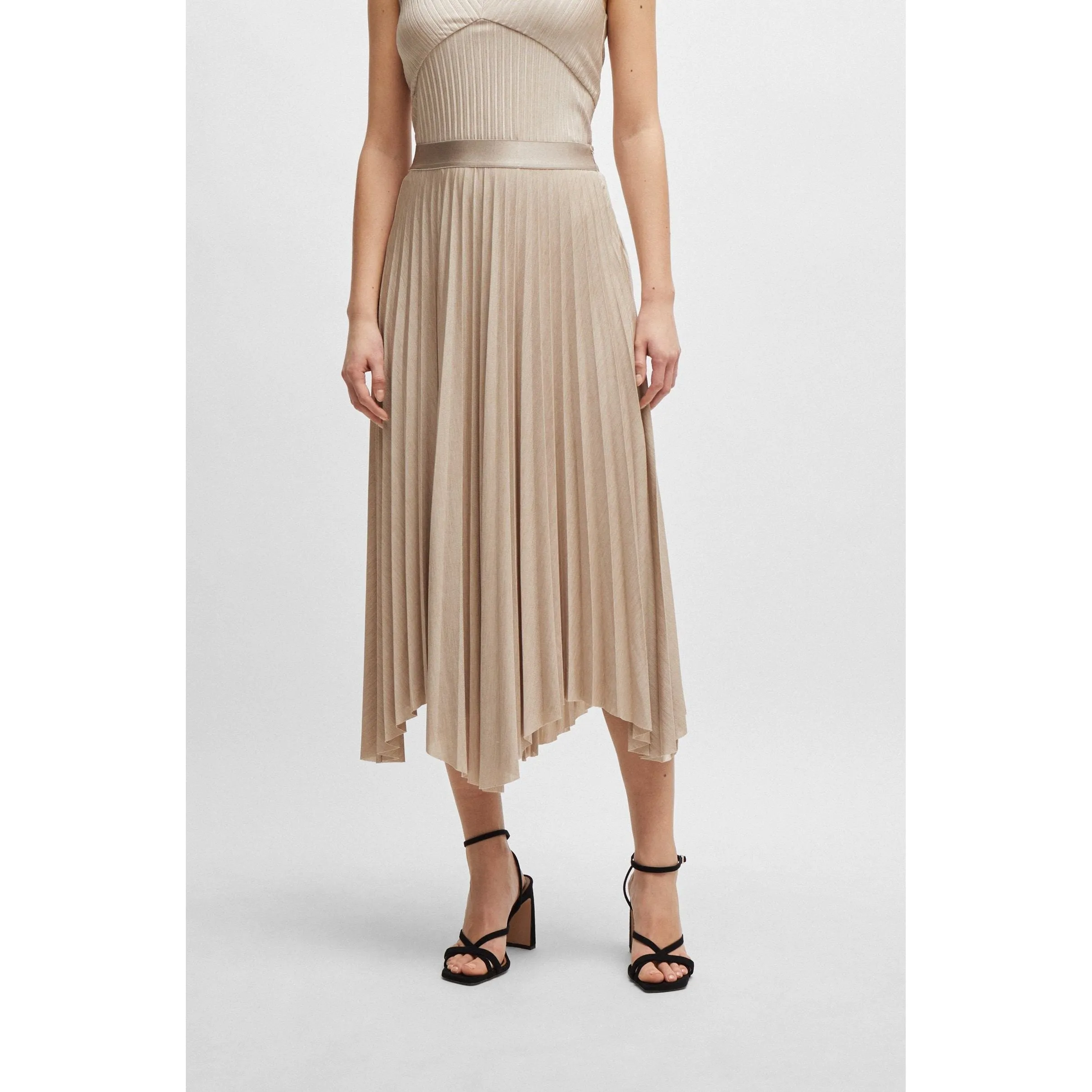 BOSS PLEATED SKIRT IN EXTRA SHINY STRETCH JERSEY