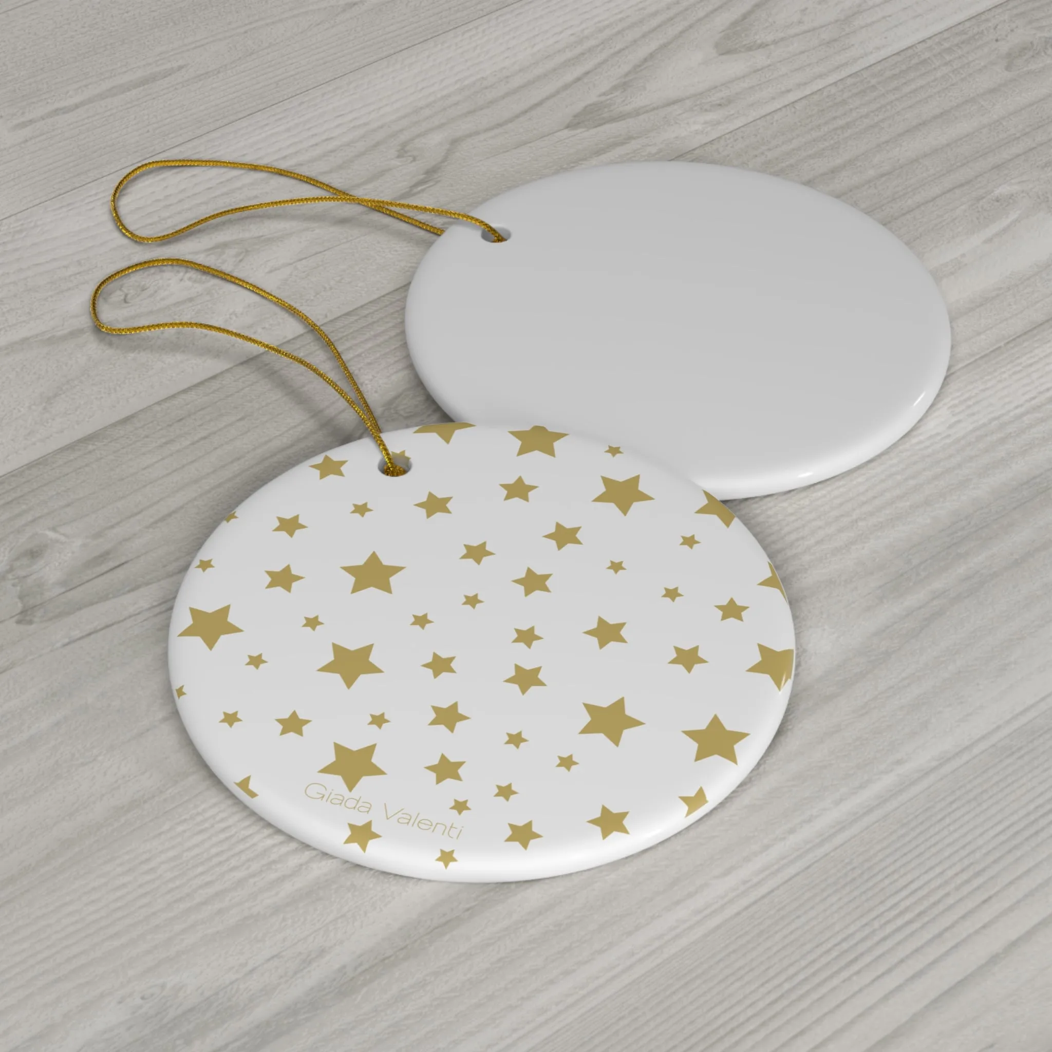 Ceramic Ornament with Italian Design print | White with Gold Stars | Giada Valenti Collection