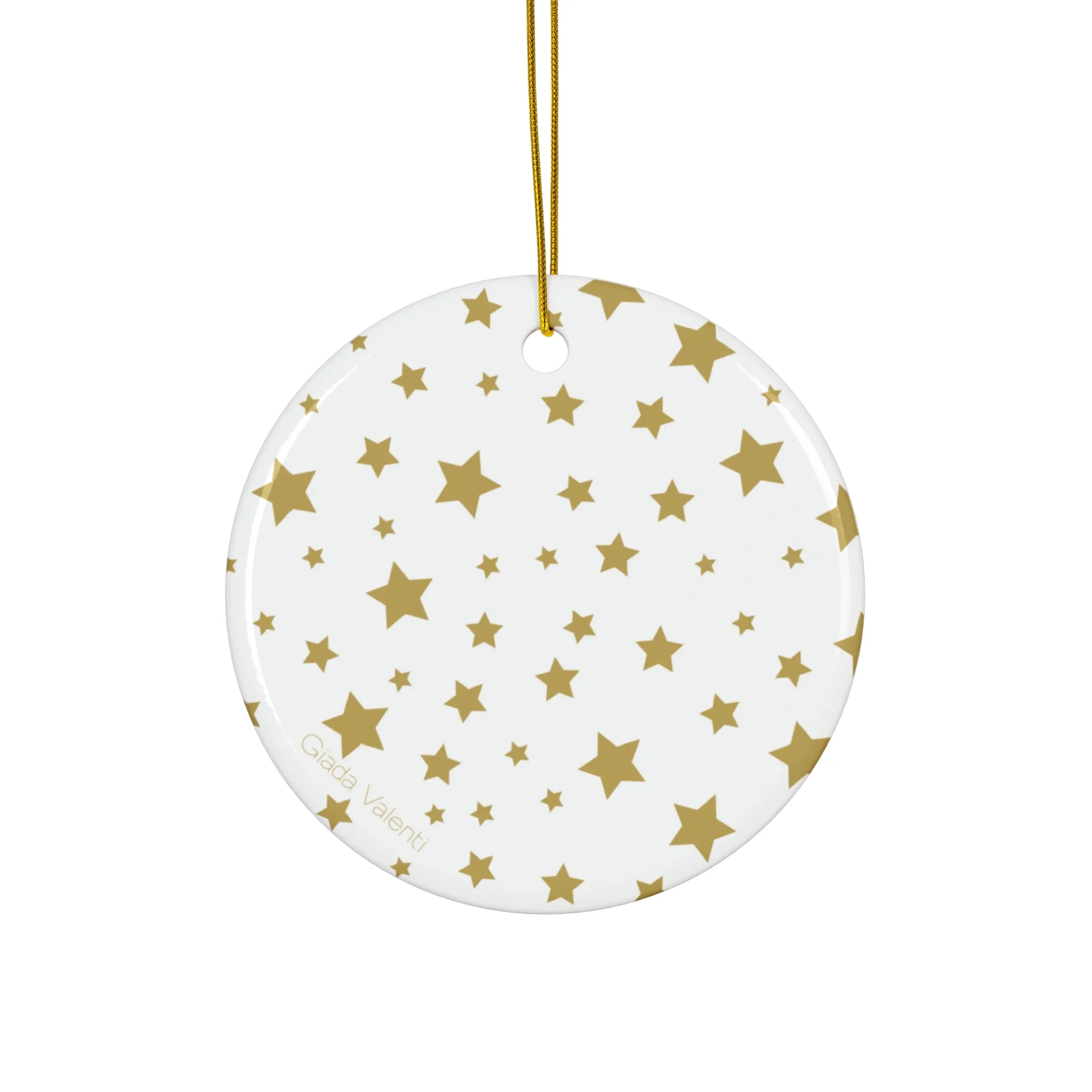 Ceramic Ornament with Italian Design print | White with Gold Stars | Giada Valenti Collection