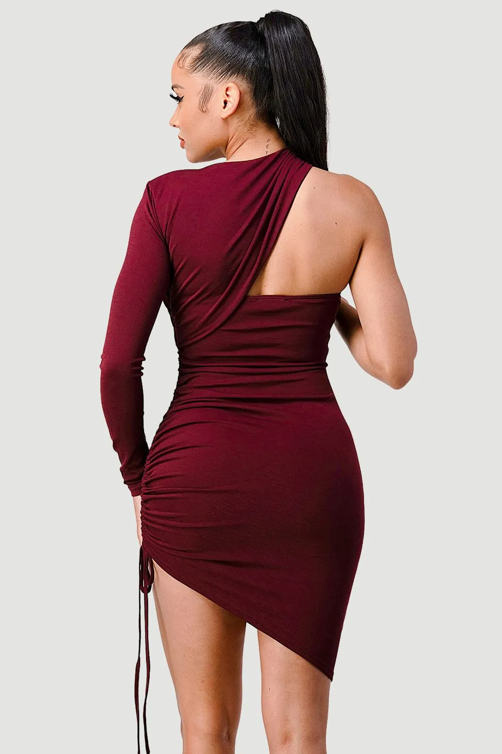 CHIC SOFT KNIT ONE SHOULDER ASYMMETRICAL DRESS