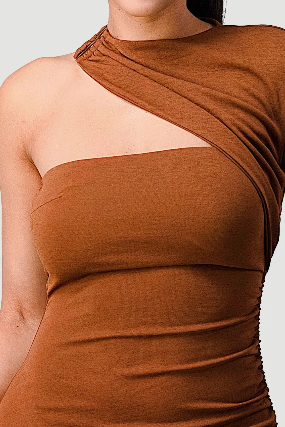 CHIC SOFT KNIT ONE SHOULDER ASYMMETRICAL DRESS