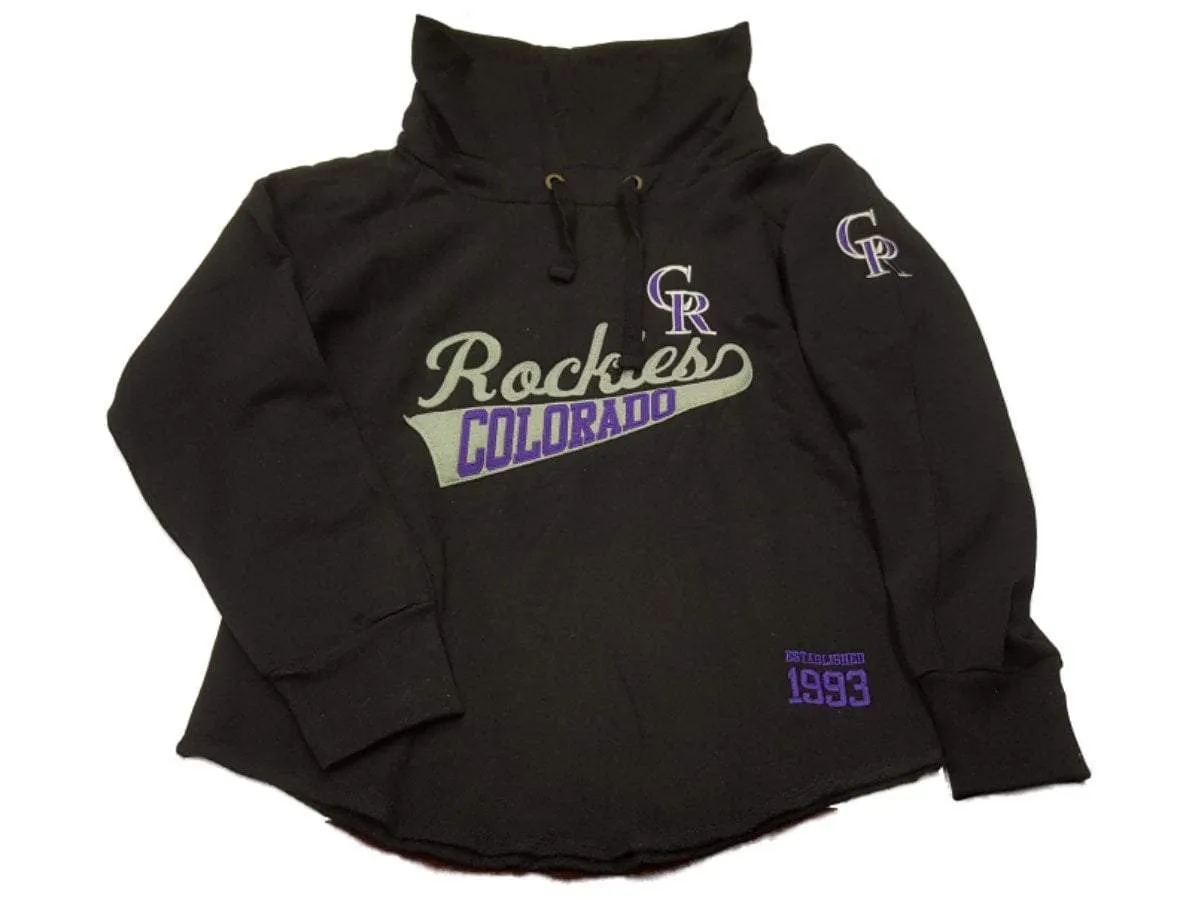 Colorado Rockies SAAG WOMENS Black LS Funnel Neck Pullover Sweatshirt