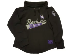 Colorado Rockies SAAG WOMENS Black LS Funnel Neck Pullover Sweatshirt