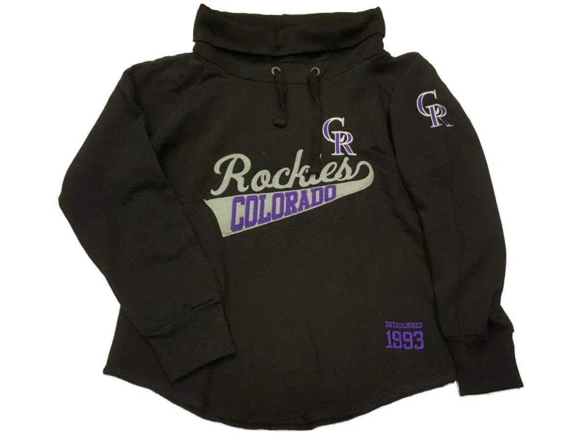 Colorado Rockies SAAG WOMENS Black LS Funnel Neck Pullover Sweatshirt