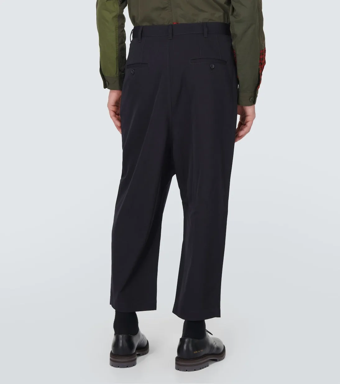 Comme Des Garçons Homme High Waist Cropped Wool Trousers, Blue