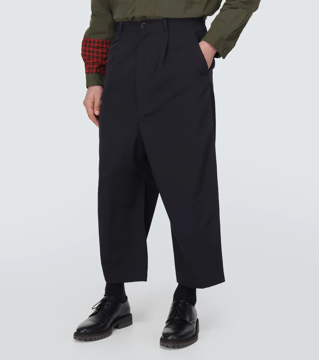 Comme Des Garçons Homme High Waist Cropped Wool Trousers, Blue