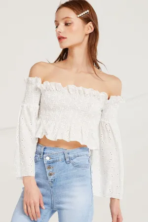 Corinne Smock Bardot Crop Top
