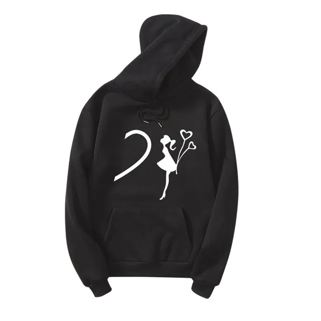 Couple hoodies kiss