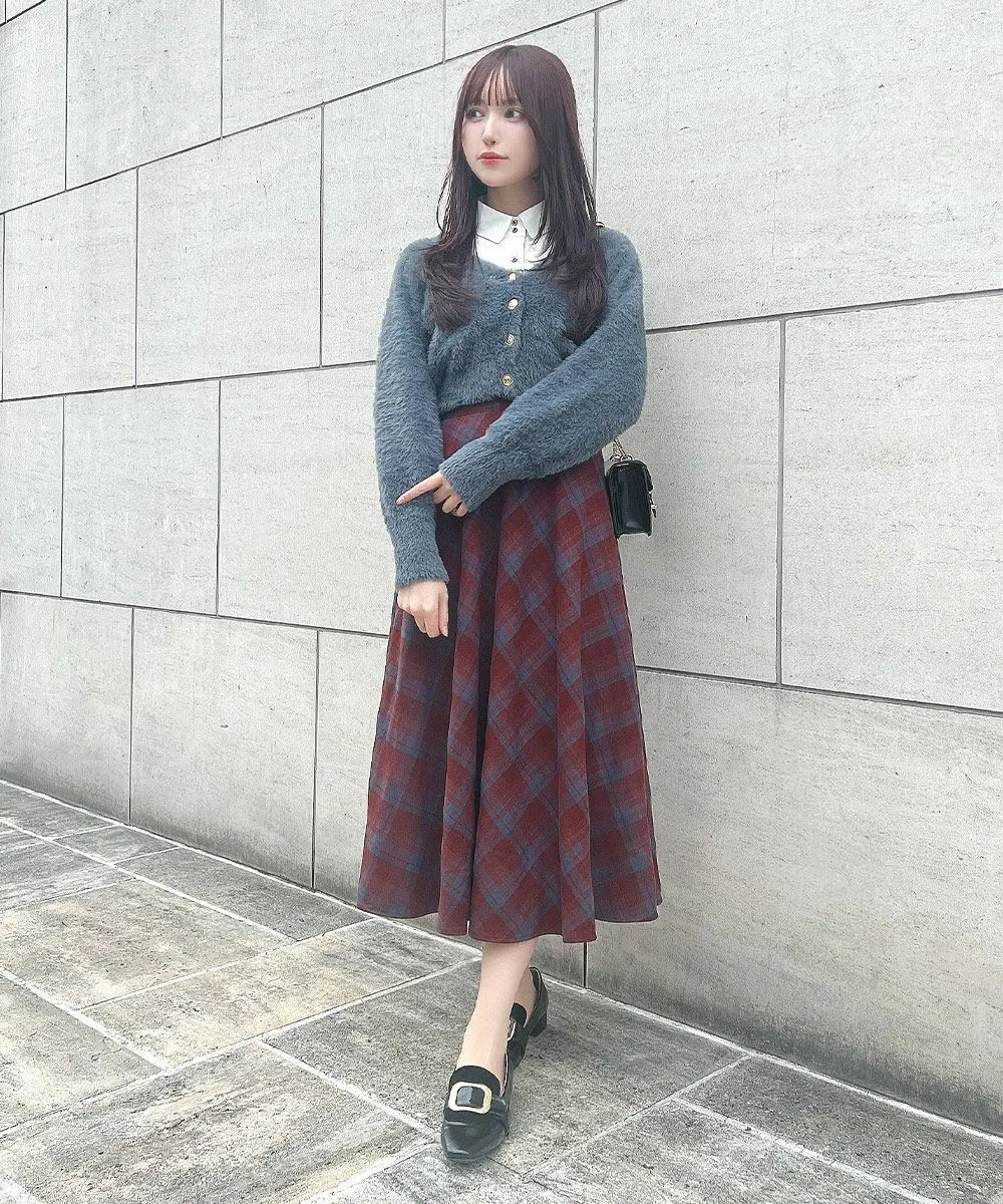 Emblem Button Feather Knit Cardigan / an another angelus [52BJ04j007].