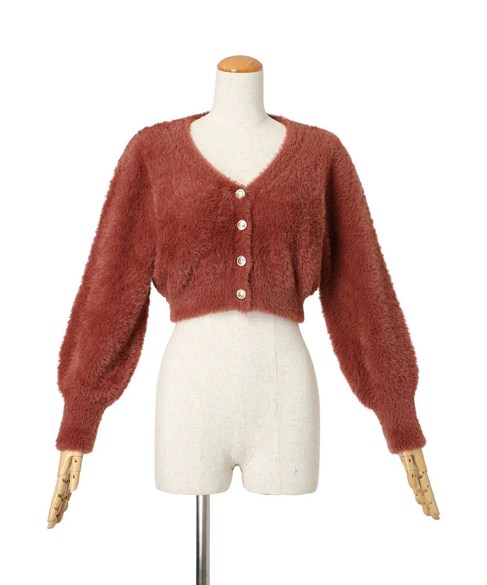 Emblem Button Feather Knit Cardigan / an another angelus [52BJ04j007].
