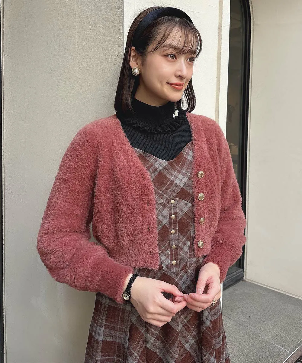 Emblem Button Feather Knit Cardigan / an another angelus [52BJ04j007].