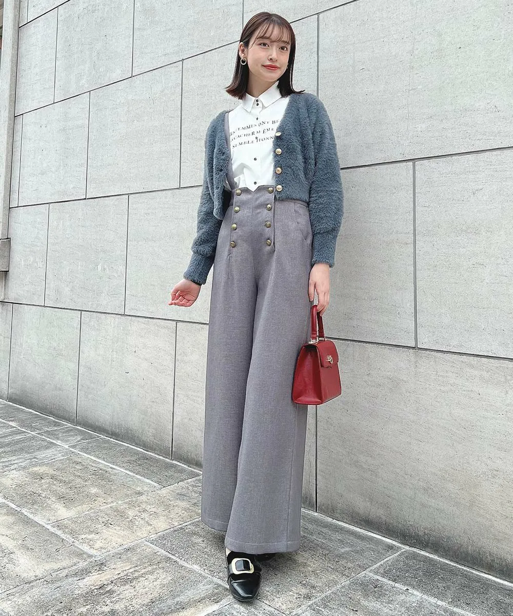 Emblem Button Feather Knit Cardigan / an another angelus [52BJ04j007].