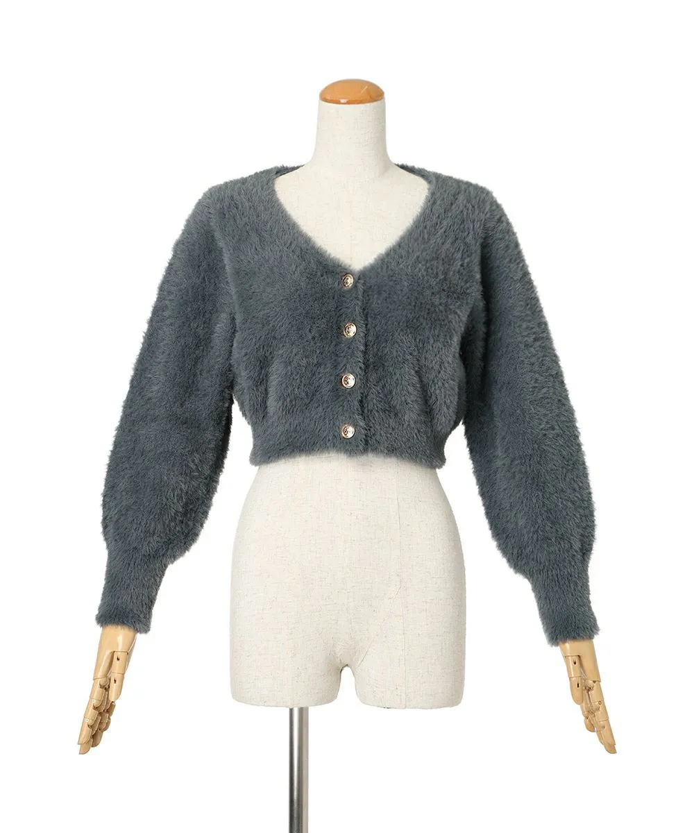 Emblem Button Feather Knit Cardigan / an another angelus [52BJ04j007].