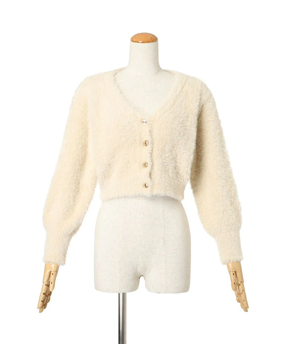 Emblem Button Feather Knit Cardigan / an another angelus [52BJ04j007].