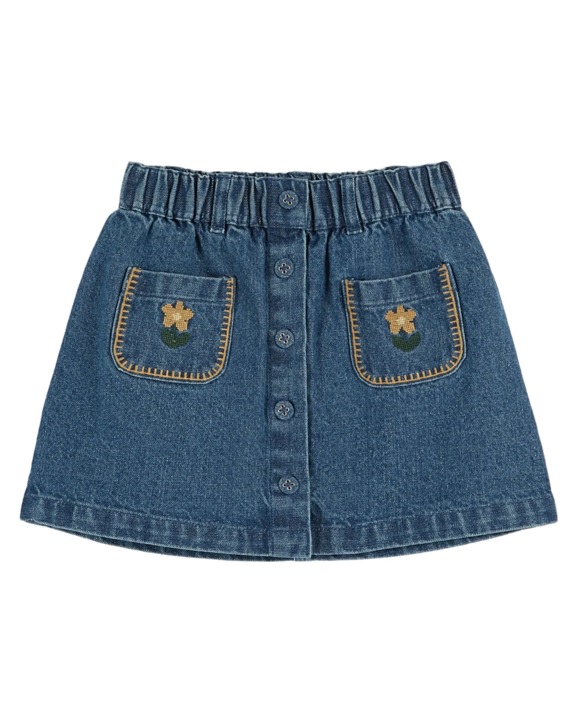 Emile et Ida Denim Fleurs Skirt