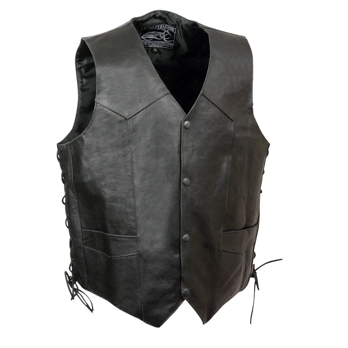 Event Leather ELM3900 Men's Motorcycle Riders Black Leather Vest with Embossed Native American Head