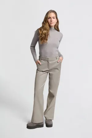 Faux leather trousers with wide legs