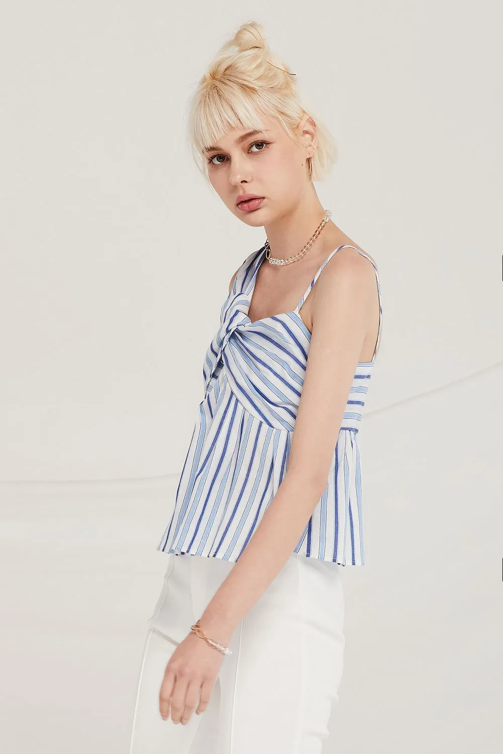 Finley Striped Draped Bustier Top