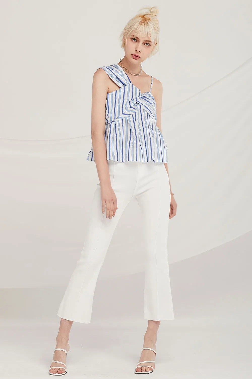 Finley Striped Draped Bustier Top