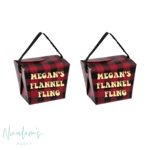 Flannel Fling Bachelorette Party Personalized Favor Boxes, Custom Bach Party Favor Boxes with name, Flannel Fling Plaid Favor Box