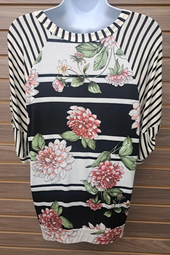Floral striped top