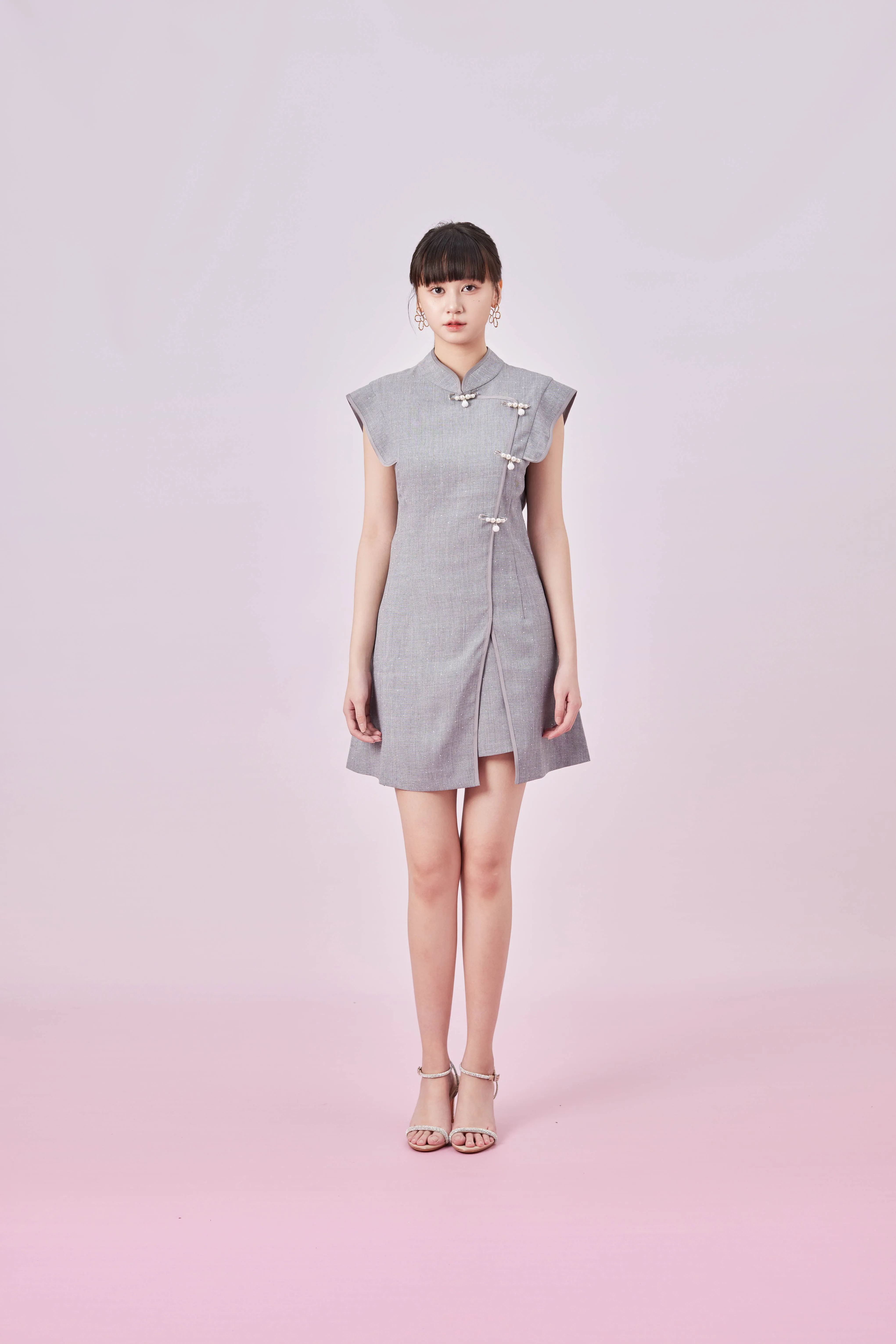 Galathea Grey Cheongsam Sleeveless Top