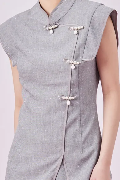 Galathea Grey Cheongsam Sleeveless Top