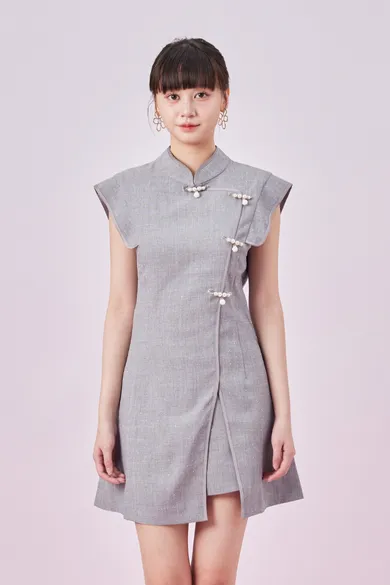 Galathea Grey Cheongsam Sleeveless Top