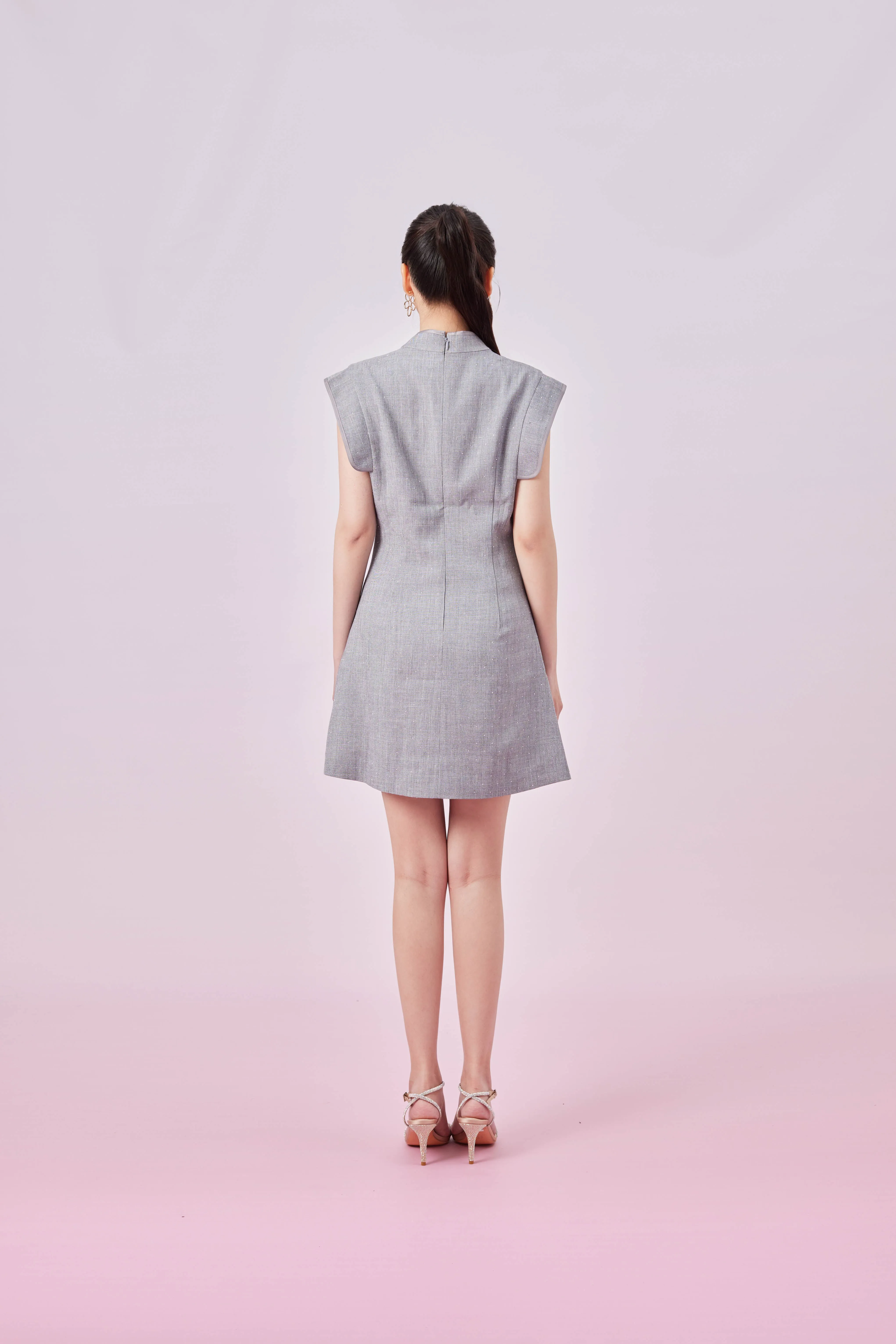 Galathea Grey Cheongsam Sleeveless Top