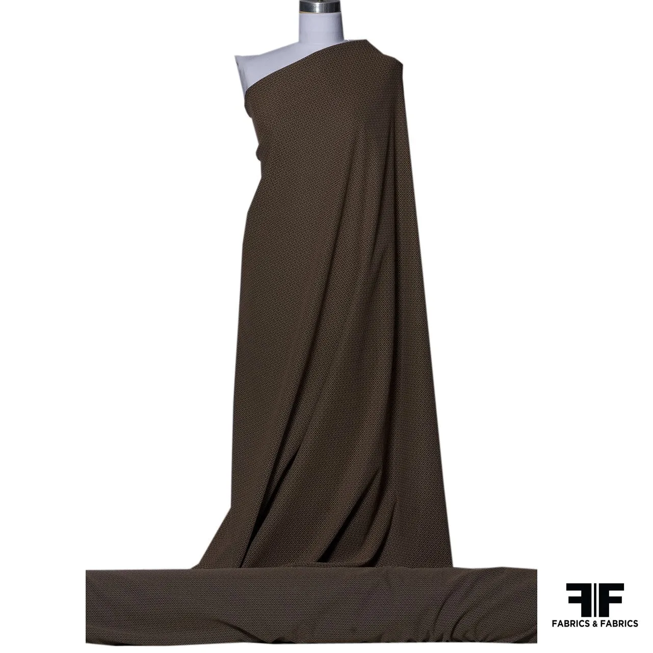 Geometric Woven Stretch Brocade - Brown