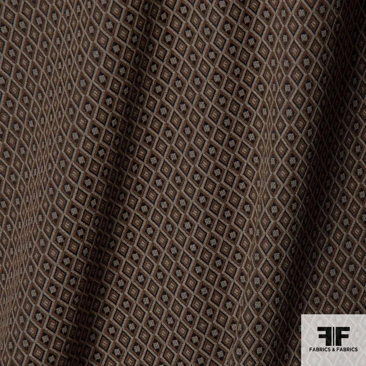 Geometric Woven Stretch Brocade - Brown