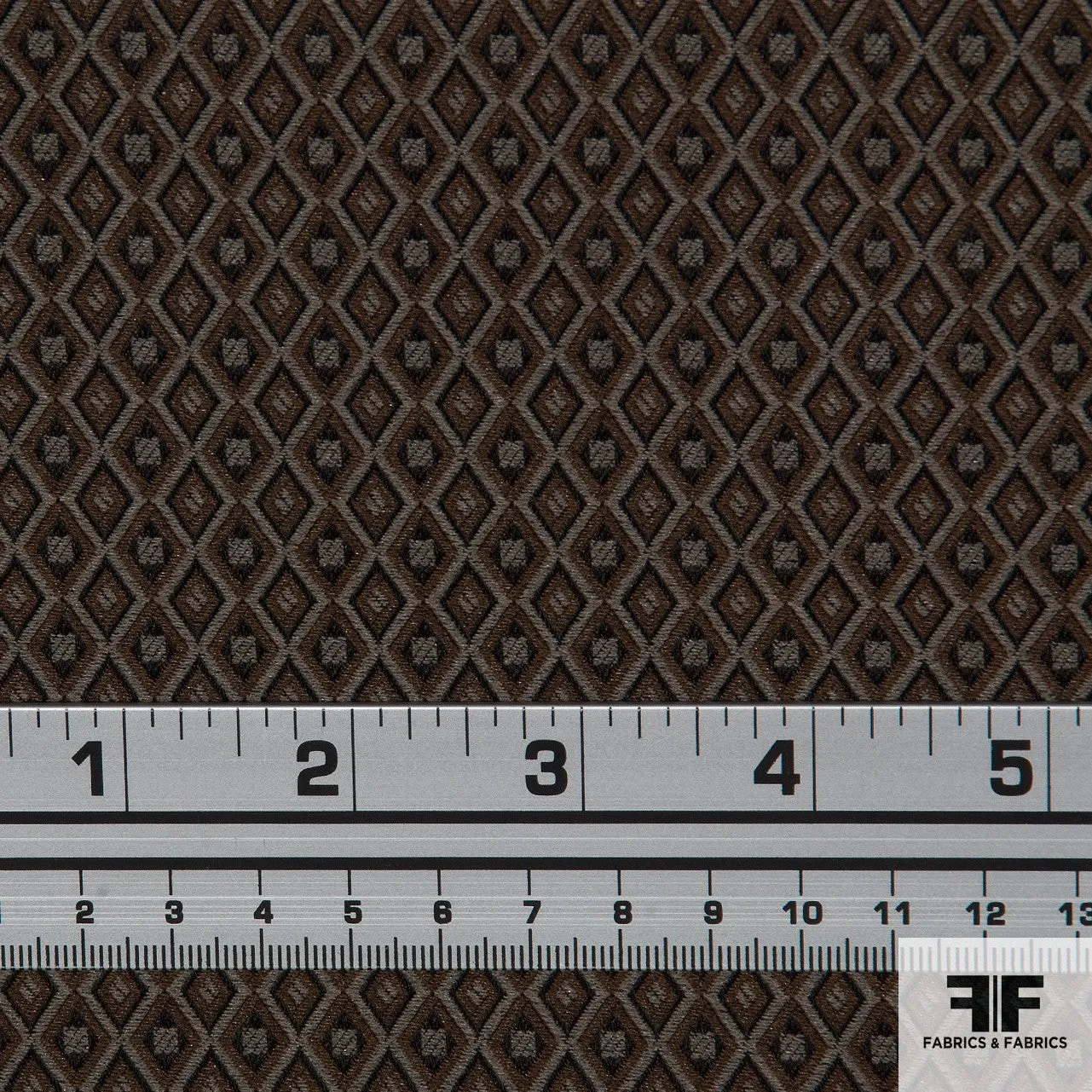Geometric Woven Stretch Brocade - Brown