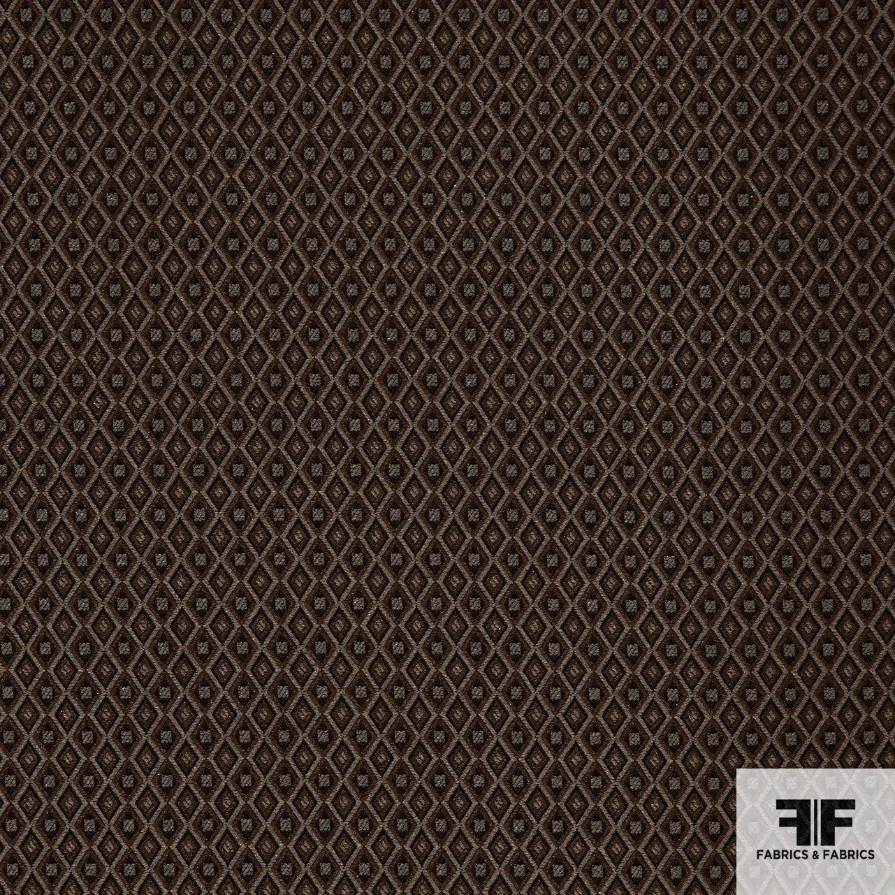 Geometric Woven Stretch Brocade - Brown